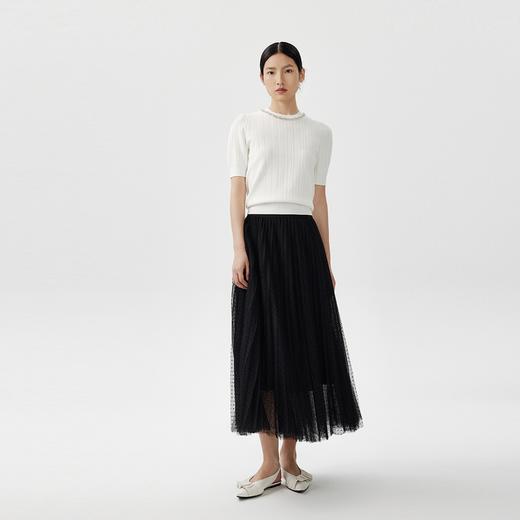 朗姿 灯笼袖亮钻短袖针织衫LSEK01KPR412 商品图1