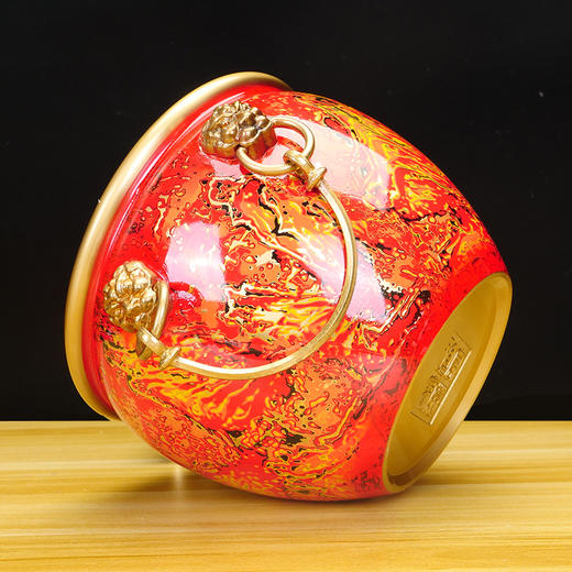 纯铜聚宝盆摆件聚财招财公司店铺开业礼物办公室前台玄关酒柜装饰故宫缸聚宝盆 纯铜大漆工艺 中号/小号 商品图5