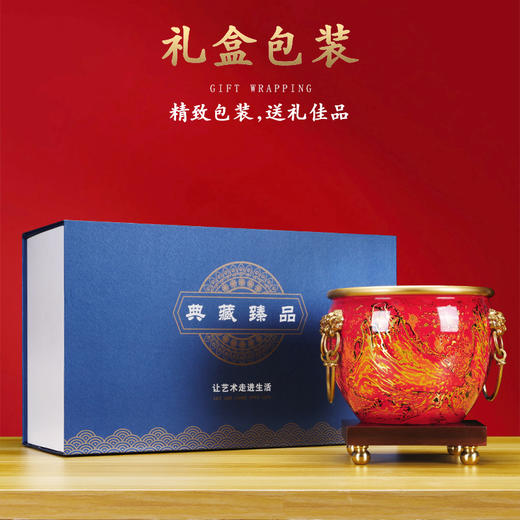 纯铜聚宝盆摆件聚财招财公司店铺开业礼物办公室前台玄关酒柜装饰故宫缸聚宝盆 纯铜大漆工艺 中号/小号 商品图2