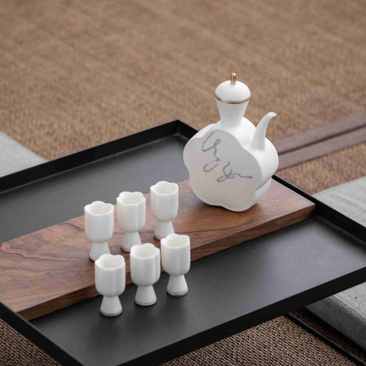 C-SM-5058 羊脂玉瓷酒壶套装（一壶六杯） 商品图1