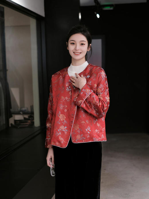 盛唐牡丹 |宋锦散花纹夹棉外套(大花) 商品图1