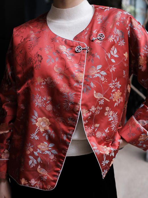 盛唐牡丹 |宋锦散花纹夹棉外套(大花) 商品图4
