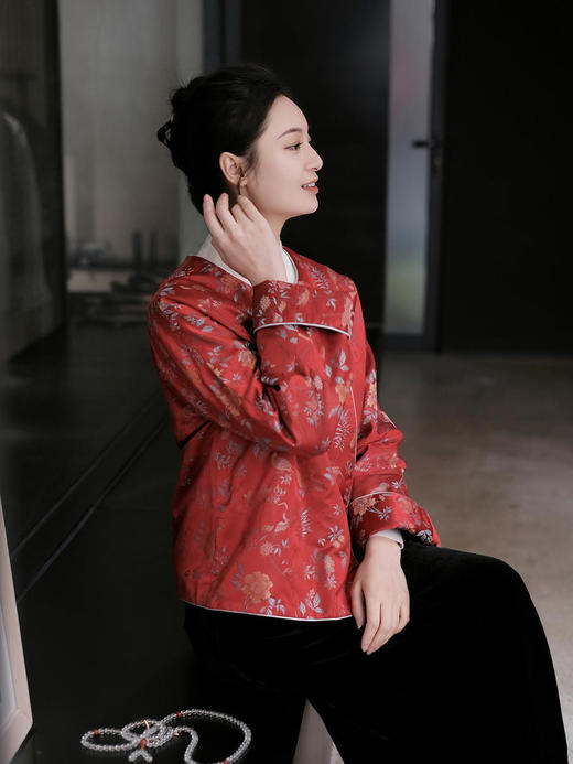 盛唐牡丹 |宋锦散花纹夹棉外套(大花) 商品图5