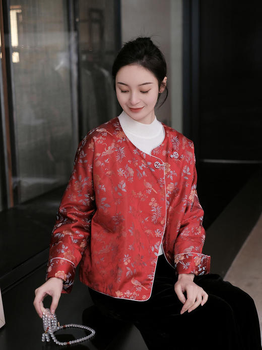 盛唐牡丹 |宋锦散花纹夹棉外套(大花) 商品图2
