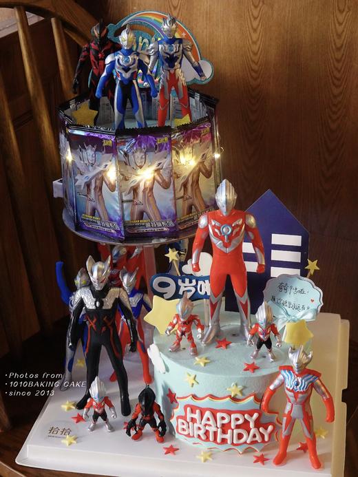 「超人奥特曼闪卡·带发光灯」岁数可改·翻糖巧克力·100%动物奶油（附图6寸+6寸悬浮蛋糕·提前5天预订） 商品图2