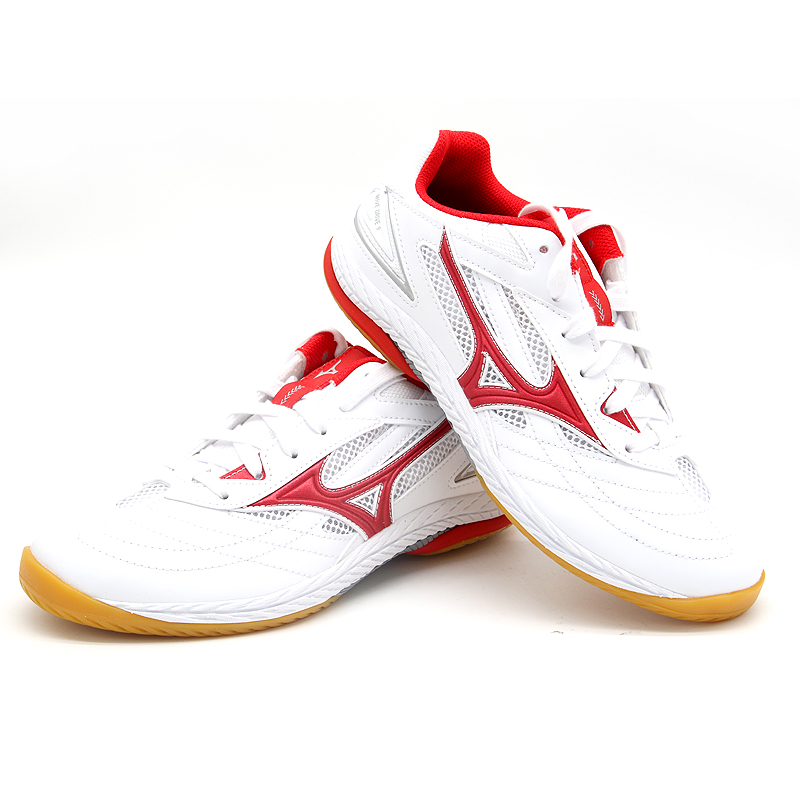 美津浓mizuno 81ga220521 9代 专业乒乓球运动鞋 白红/银色