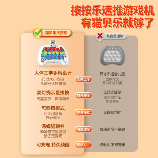 猫太子猫贝乐按按乐玩具速推解压益智桌游戏机闯关打地鼠反应训练 商品图2