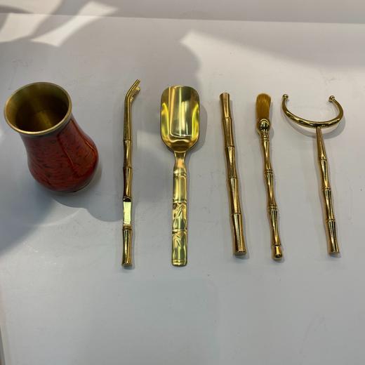 纯铜大漆工艺茶道六君子D50*83中式纯铜整套茶道零配 天然大漆手工茶夹茶道六君子 商品图3