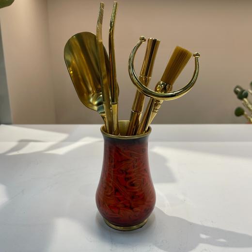 纯铜大漆工艺茶道六君子D50*83中式纯铜整套茶道零配 天然大漆手工茶夹茶道六君子 商品图2