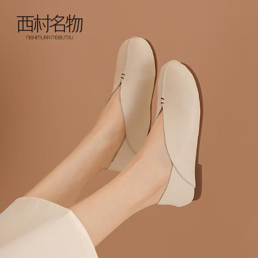 西村名物2024春季新品真皮平底舒适耐穿新国风复古平底鞋T24AE11061 商品图0