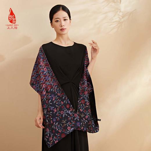SAINTJOY/上久楷 女士宋锦双面长巾 围巾 喜鹊梅花SJ18001 商品图7