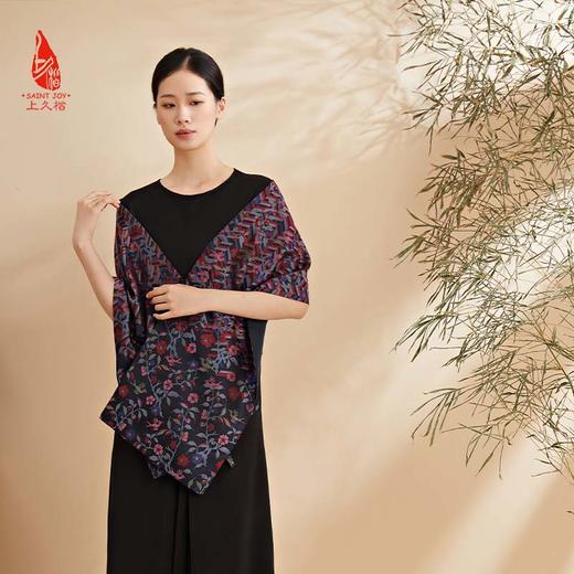 SAINTJOY/上久楷 女士宋锦双面长巾 围巾 喜鹊梅花SJ18001 商品图2