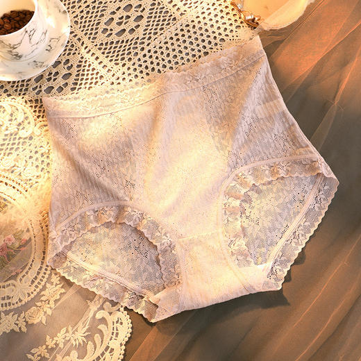 【现货】【49元/3条=需要拍3条下单】【贴身内衣不支持退换】莫代尔高腰蕾丝收腹桑蚕丝底档无痕性感透气女式内裤H241270458 商品图5