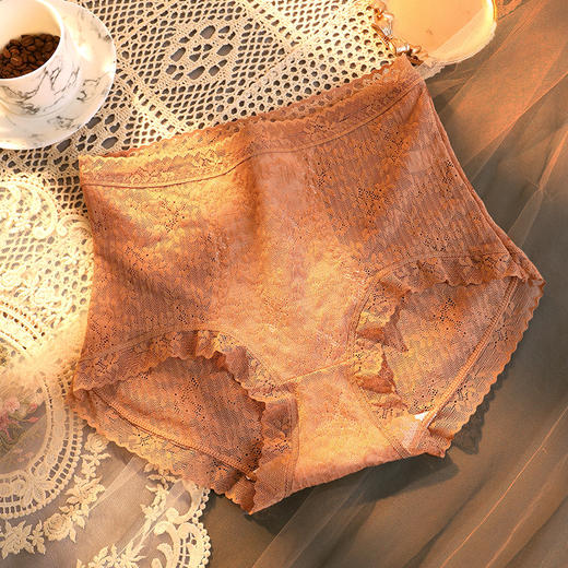 【现货】【49元/3条=需要拍3条下单】【贴身内衣不支持退换】莫代尔高腰蕾丝收腹桑蚕丝底档无痕性感透气女式内裤H241270458 商品图8