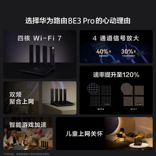 华为智能设备华为路由BE3 Pro DAYUA-BE32边缘路由器黑  四核WiFi 7 双频聚合 双倍速率 智能游戏加速 千兆路由器 无线家用路由器wifi7 商品图3