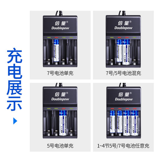 南孚倍量5号充电电池多功能通用充电器+4粒南孚充电电池USB款 充满变灯 商品图2