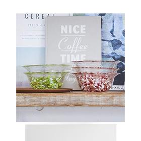 日本制Aderia津轻清新夏日青苹果玻璃杯甜品钵水果盘