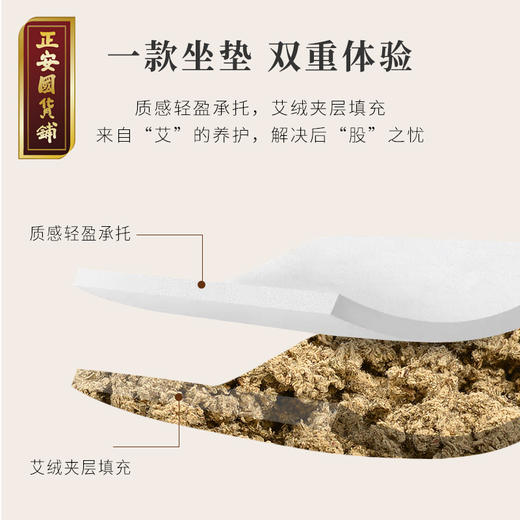 正安 艾草坐垫 3年艾绒填充温阳 中式家居腰骨痔疮办公室学生久坐汽车坐垫 艾草垫子纯色版/精工版 商品图2