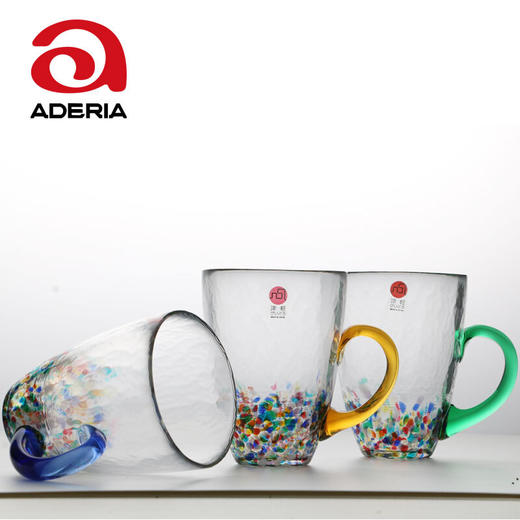 【清仓特惠2.5折】阿德利亚（ADERIA）日本进口石塚硝子津轻茶杯手工玻璃杯水杯马克咖啡杯送礼 睡魔祭琥珀把杯手作带把玻璃杯320ml蓝彩水杯300ml 商品图2
