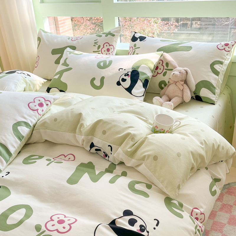 【热卖推荐】自然醒纯棉床上四件套全棉公主花被套床单宿舍床品三件套女NH149