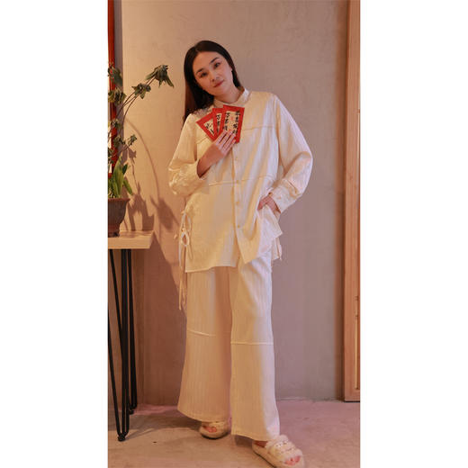 【抖音专属】【春思系列】拼接衬衫（24710084凝脂） 商品图3