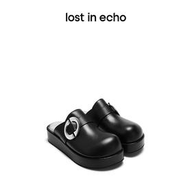 [福利价]lost in echo2024春季新款设计师品牌大圆头扣饰厚底增高穆勒鞋女