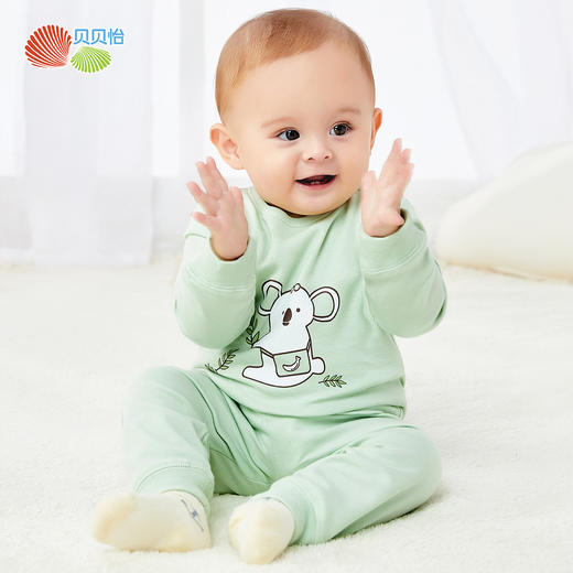 贝贝怡儿童套装春秋薄款长袖上衣分体衣宝宝高腰家居服空调服203T2157 商品图1