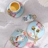 小奢华田园风高级感陶瓷轻奢咖啡杯杯碟套装家用客厅套装杯子水杯NYGWD诺轩叠叠杯莺歌蝶舞4杯碟蓝色礼盒装 商品缩略图4