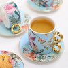 小奢华田园风高级感陶瓷轻奢咖啡杯杯碟套装家用客厅套装杯子水杯NYGWD诺轩叠叠杯莺歌蝶舞4杯碟蓝色礼盒装 商品缩略图2