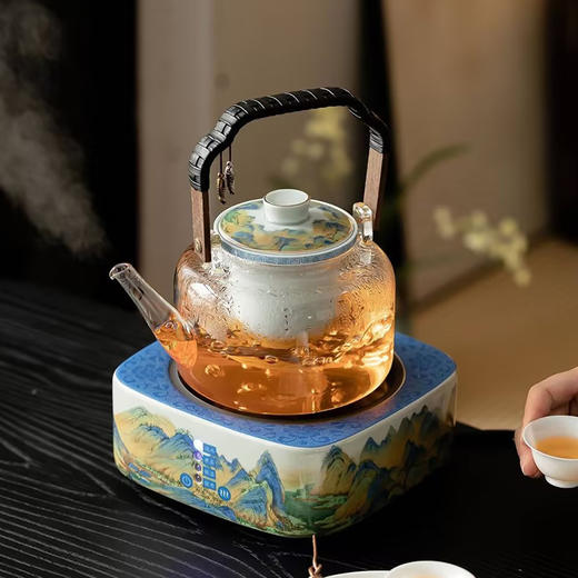 成艺-千里江山方形电陶炉(1000W)/玻璃煮茶壶(600ml) 商品图1