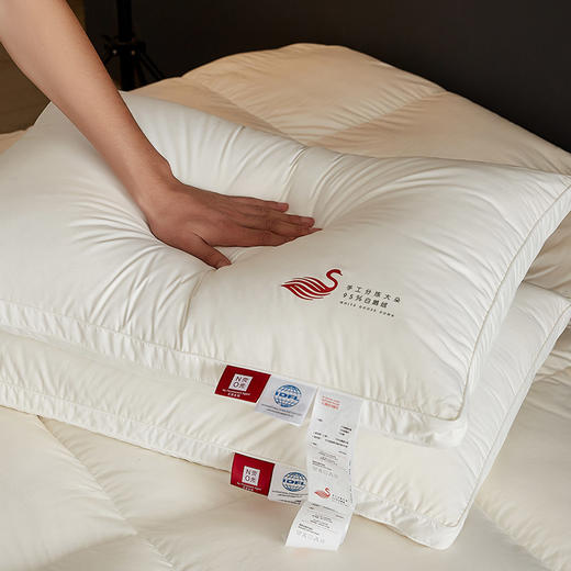 自然醒手挑大朵95白鹅绒枕头羽绒枕芯单人家用护颈枕助睡眠枕男女深睡枕LK 商品图0