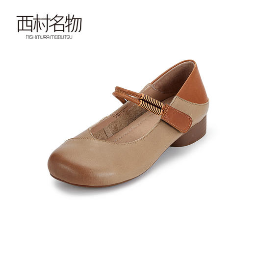 西村名物2024春季新品复古休闲国风奶奶鞋圆头真皮浅口单鞋X24AE11581 商品图1