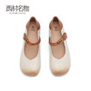 西村名物2024春季新品复古休闲国风奶奶鞋圆头真皮浅口单鞋X24AE11581 商品缩略图2