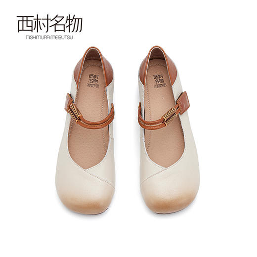 西村名物2024春季新品复古休闲国风奶奶鞋圆头真皮浅口单鞋X24AE11581 商品图2