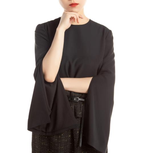 臣禾经典黑色小开袖上衣9211051976【奥莱】 商品图0