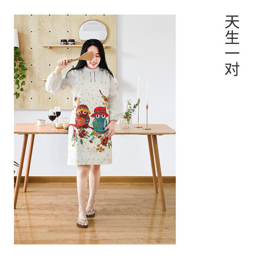 DZ0002日式黑白格/天生一对防水棉麻围裙挂脖款上善若水棉麻围裙 商品图0