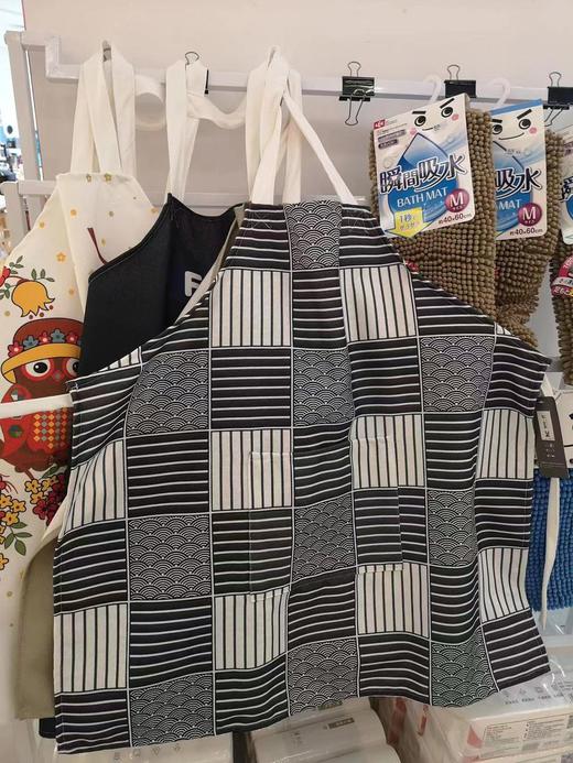 DZ0002日式黑白格/天生一对防水棉麻围裙挂脖款上善若水棉麻围裙 商品图1