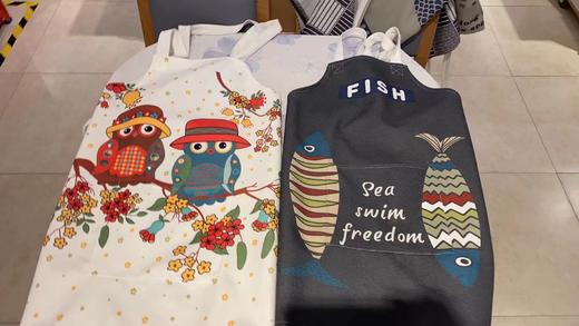 DZ0002日式黑白格/天生一对防水棉麻围裙挂脖款上善若水棉麻围裙 商品图3