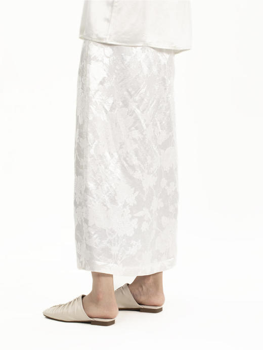 瑕疵|盛唐牡丹 |通勤小盘扣真丝提花半裙 商品图2