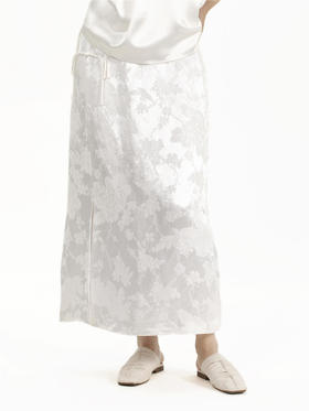 瑕疵|盛唐牡丹 |通勤小盘扣真丝提花半裙