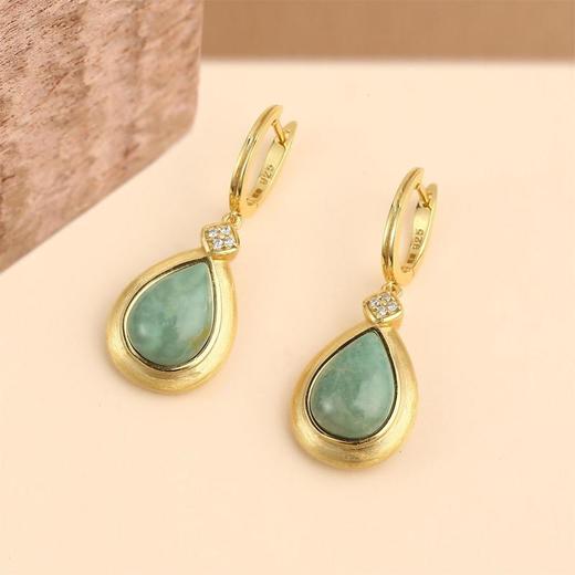 醍醐 思金拉措系列 水滴天然松石项链耳饰套装 藏式饰品 925银 商品图0