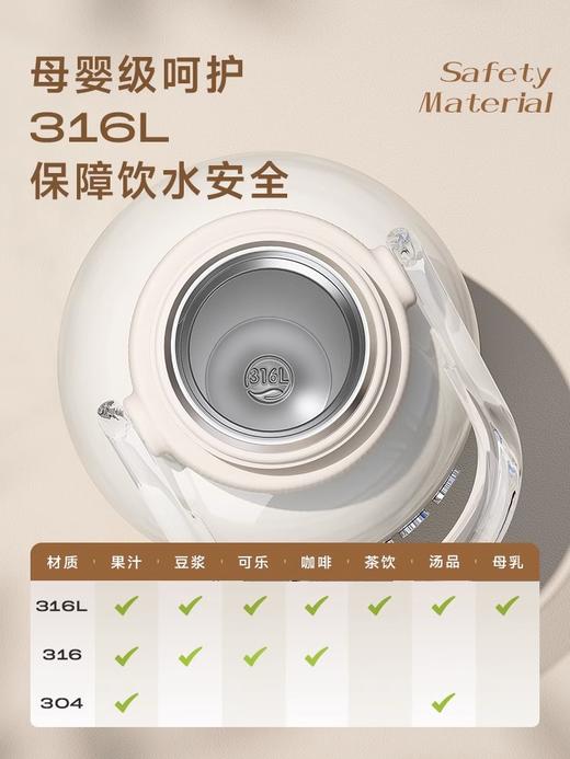 物生物大容量保温水壶316不锈钢保温杯高颜值2024新款女吸管水杯 商品图5