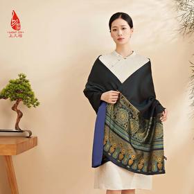 SAINTJOY/上久楷宋锦双面披肩 绽放·雪青色 孔雀兰CJ13265