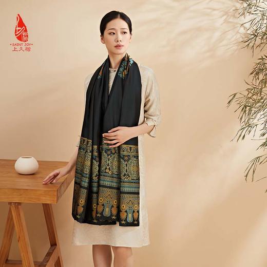 SAINTJOY/上久楷宋锦双面披肩 绽放·雪青色 孔雀兰CJ13265 商品图3