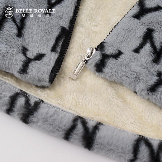 秋冬男士兔貂绒加绒家居服连帽开衫可外穿套装潮流字母睡衣JJT90025 商品图2