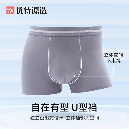 优待源选3条装中腰舒适平角裤男士内裤棉质短裤底裤YXNM003 商品图3