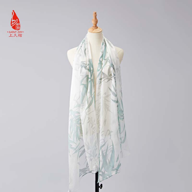 SAINTJOY/上久楷夏季真丝长巾 桑蚕丝   竹影 CJS23037