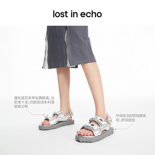 [福利价]lost in echo2024春季新品设计师品牌切面厚底增高填充双条带凉鞋 商品图2