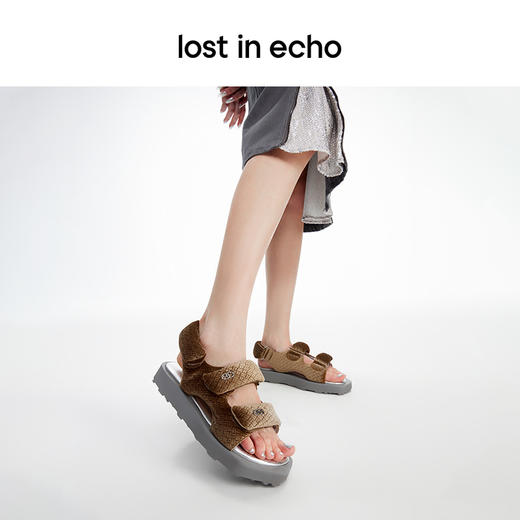 [福利价]lost in echo2024春季新品设计师品牌切面厚底增高填充双条带凉鞋 商品图4