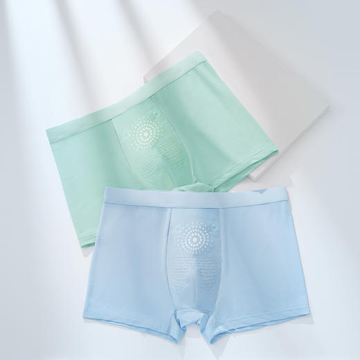 【男性福利 让“小兄弟”更享受】能量石 冰磁裤 男士内裤 嵌入2颗能量磁石 石墨烯底裆 冰丝面料 U型按摩颗粒囊袋 柔软舒适 透气冰凉弹性大 放卷边裤脚 一片式设计 礼盒包装 3条装 商品图3